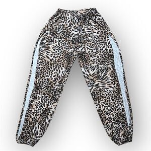 Amazon, Cheetah Print Wide Leg Jogger Pants with Side Slits, Women’s Small